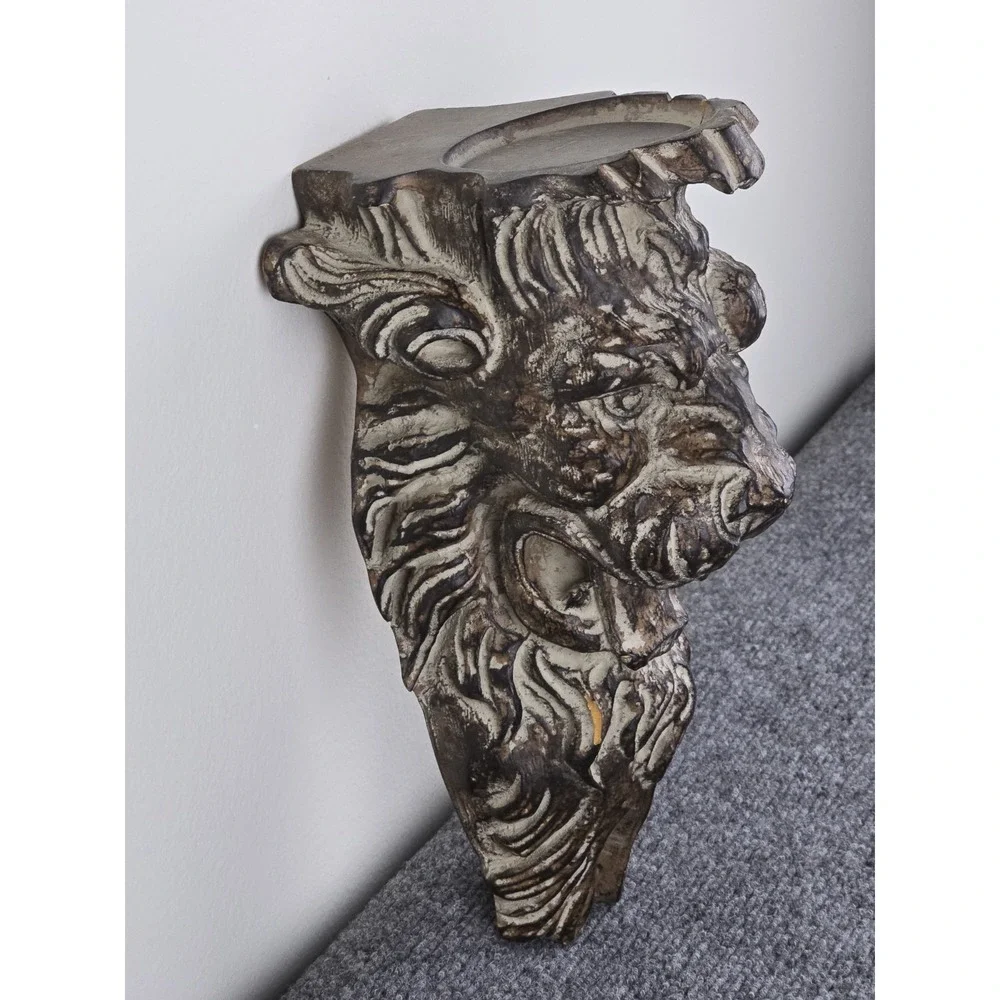 Vintage Resin Lion Candle Holder Corbel Wall Bracket 13